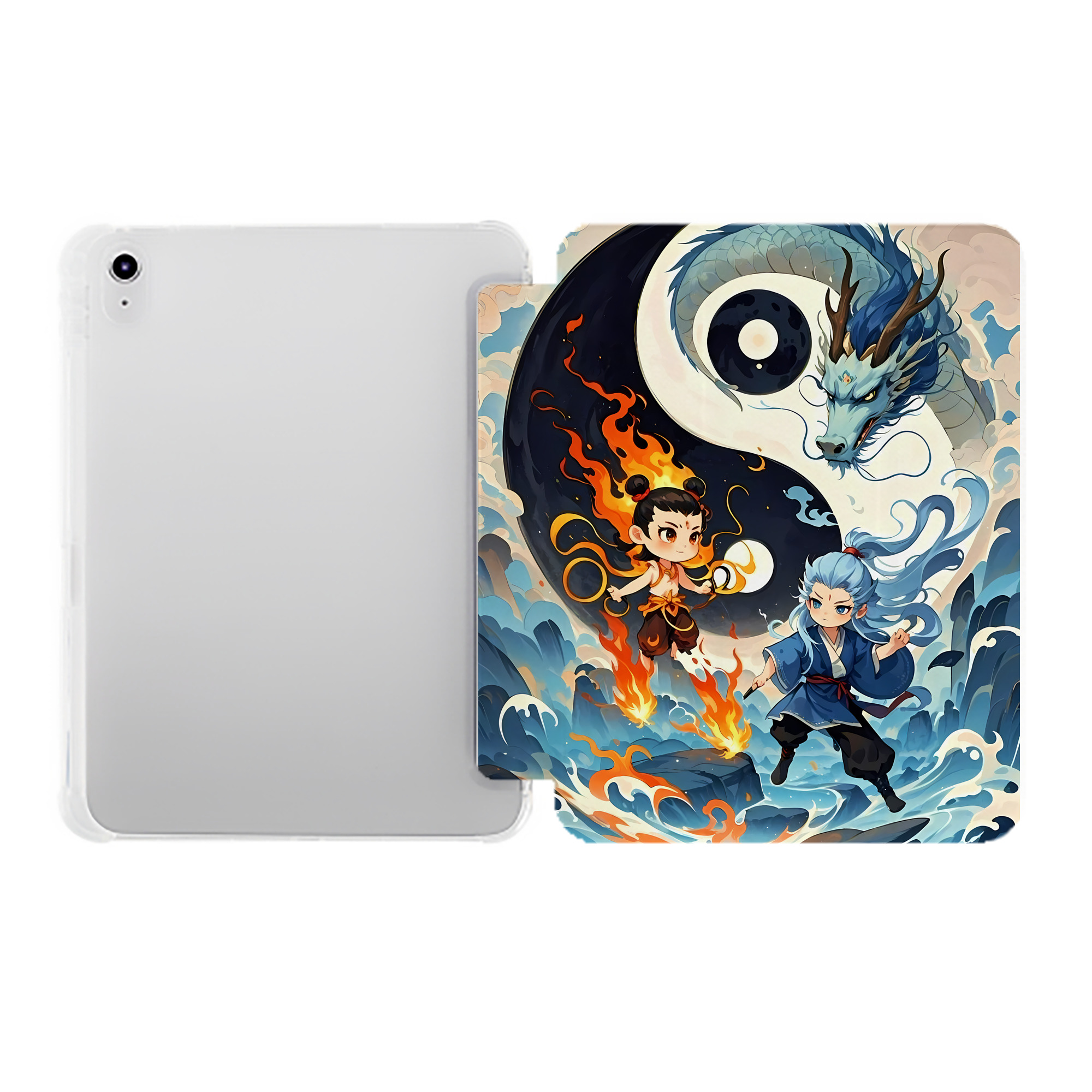（画像用） Ne Zha 2 ナタ 魔童の大暴れ IPad ケース ペン収納付き 三つ折りスタンド PUレザー×シリコン 対応機種9.5/10.5/10.9インチ
